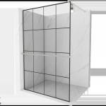 Mexen Kioto+ душ преграда с рафт Walk-in 130 x 200 см, черна решетка, четкан никел - 800-130-121-97-77 (800-130-121-97-77)