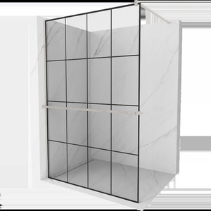 Mexen Kioto+ душ преграда с рафт Walk-in 130 x 200 см, черна решетка, четкан никел - 800-130-121-97-77 (800-130-121-97-77)