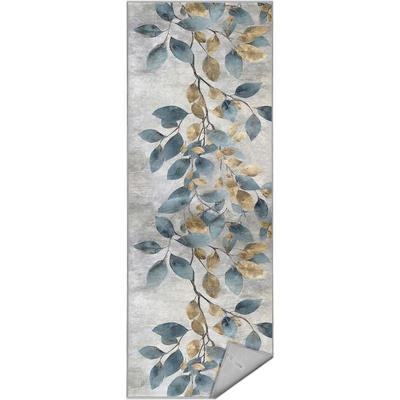 Mila Home Светлосиньо-златиста пътека подходяща за пране 80x200 cm Golden Leaves - Mila Home (HKC-DikHali-83-80x200)