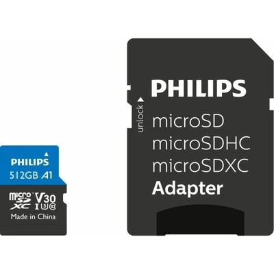 Philips microSDXC 512GB CL10/UHS-I/U3 + Adapter (FM51MP65B/00)