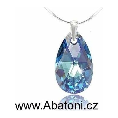 Swarovski Elements Stříbrný náhrdelník visací modrá slza, kapka 34252.3 Aquamarine