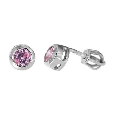 INFINITYSILVER Stříbrné šroubkové náušnice s růžovým zirkonem DORA 436457R