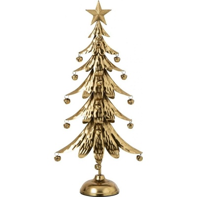 Zlatý kovový stromek s rolničkami Christmas Tree L – 25,5*11,5*56 cm - J-Line by Jolipa