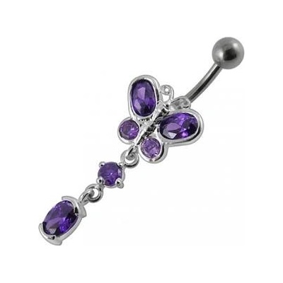 Šperky4U stříbrný piercing do pupíku motýlek BP01272-A