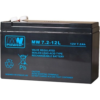 MW Акумулаторна батерия MW 7.2-12/MW 7.2-12L, 12V, 7.2Ah, AGM, F1/F2 конектори (MW 7.2-12 / MW 7.2-12L)