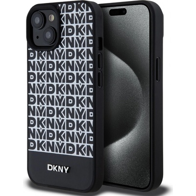DKNY pre Apple iPhone 13 / 14 / 15 Leather Printed Pattern čierna