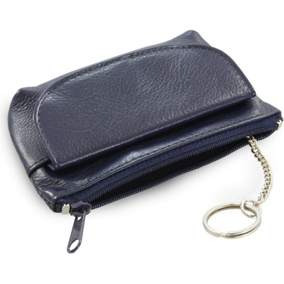 Modrá kožená se zipovou a klopnovou kapsičkou 619 0369 97