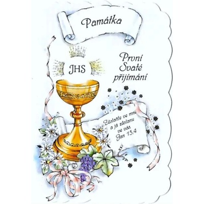 Přání k 1. svatému přijímání (památka, modrá)