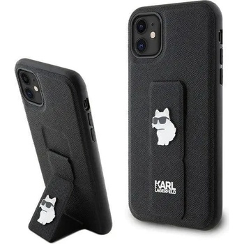 KARL LAGERFELD Кейс Karl Lagerfeld Gripstand Saffiano Choupette Pins за iPhone 11 / Xr, черен (KF001908-0)