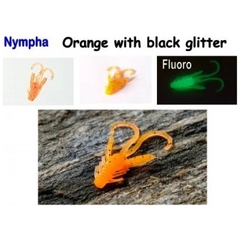 Sharpfishes Nympha 4cm Orange with black glitter 10ks