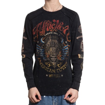 AFFLICTION мъжка тениска с дълъг ръкав affliction - dakota hills - black lava/black - a28552-bllb