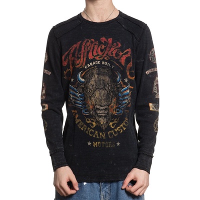 AFFLICTION мъжка тениска с дълъг ръкав affliction - dakota hills - black lava/black - a28552-bllb