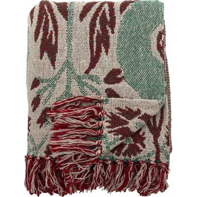 Bloomingville Přehoz z recyklované bavlny Jangal 160 × 130 cm, červená barva, textil