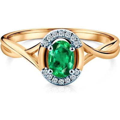 SAVICKI Годежен пръстен Savicki: двуцветно злато, смарагд, диаманти