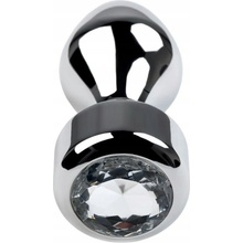 Metal by TOYFA análny kolík kov striebro s diamantovým kryštálom 9,5 cm O 3,5 cm 130 g
