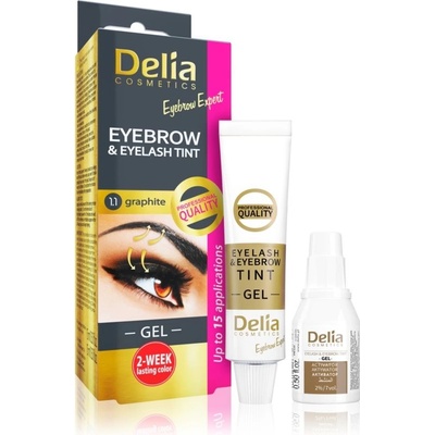 Delia Cosmetics Eyebrow Expert gelová barva na obočí a řasy grafitová 15 ml