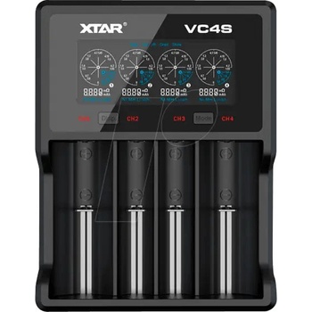 Xtar Зарядно у-во XTAR VC4SL, 4 гнезда, LCD дисплей, USB, LiIon & NIMH, 18650, CR123, AA, AAA (6952918344339)