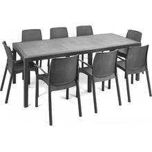 Progarden Záhradný plastový ratanový stôl Queen Rattan 220 x 90 x 72 cm antracit