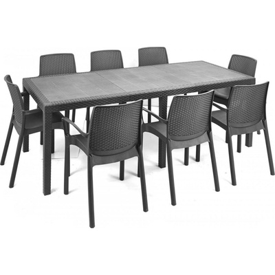 Progarden Záhradný plastový ratanový stôl Queen Rattan 220 x 90 x 72 cm antracit
