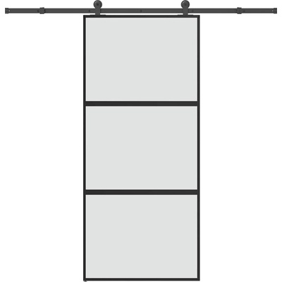 vidaXL Плъзгаща се врата с обков 90x205 см Закалено стъкло&Алуминий (3332939)