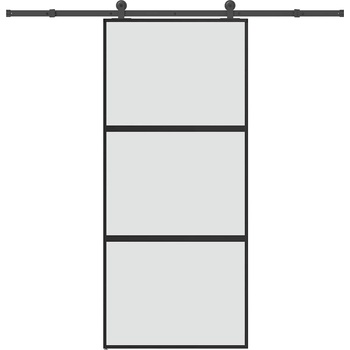vidaXL Плъзгаща се врата с обков 90x205 см Закалено стъкло&Алуминий (3332939)