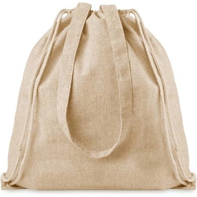 Lagan nákupná taška z recyklovanej bavlny so šnúrkami a dlhými ušami, béžová