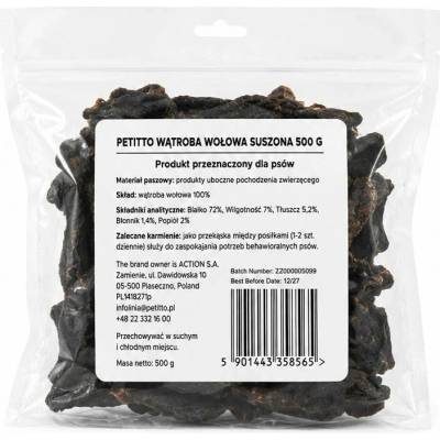 PTI PETITTO Dried beef liver Mono pamlsek pro psa 500 g