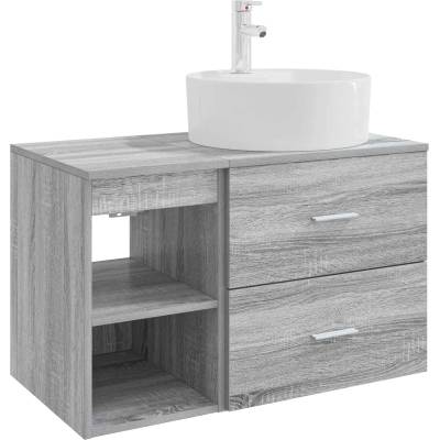 vidaXL Комплект мебели за баня 2 pcs Сив Сонома Инженерна дървесина (3403909)