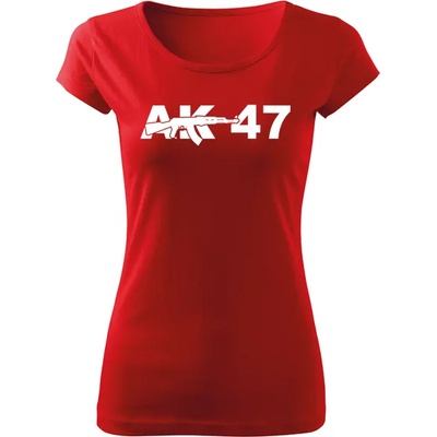 DRAGOWA дамска тениска с къс ръкав, АК47, червена, 150г/м2 (5026)