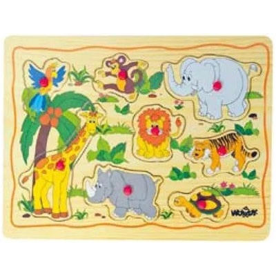 Woodyland Woody - Дървен пъзел с дръжки - Африкански животни