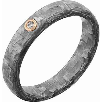 Eppi Mierne zaoblený snubný prsteň z karbónu s diamantom Petrus R47823