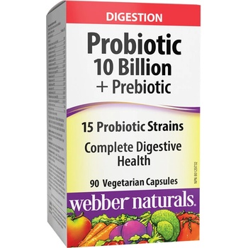 Webber Naturals Пробиотик 10 млрд. активни пробиотици, 15 щама формула + Пребиотици 90 капсули | Webber Naturals (3941 WN)