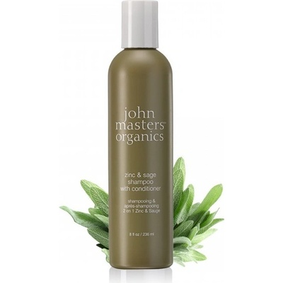 John Masters Organics Zinc & Sage šampon a kondicionér 2v1 pro podrážděnou pokožku hlavy 236 ml