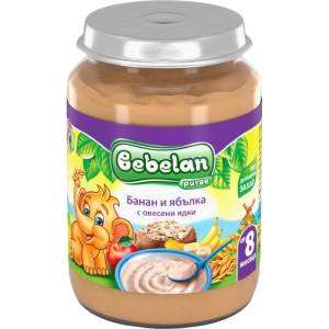 Bebelan Безмлечна каша Bebelan Puree - Банан и ябълки с овесени ядки, 190 g (4435) - ozone