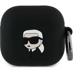 Karl Lagerfeld Силиконов калъф Karl Lagerfeld KLA4RUNIKK за AirPods 4 с 3D лого Karl Head, черен (KLA4RUNIKK)