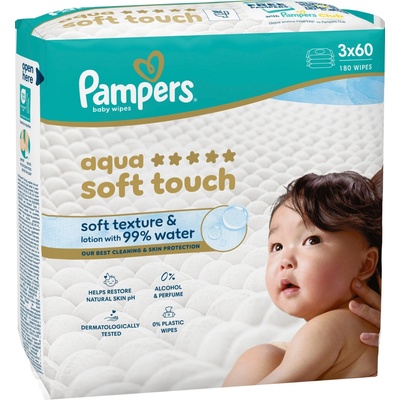 Pampers Aqua Soft Touch vlhčené utierky 3 x 60 ks