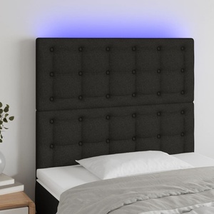 vidaXL LED горна табла за легло, черна, 100x5x118/128 см, плат (3122850)