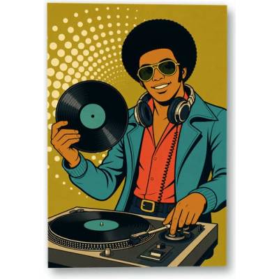 Plakát – DJ s vinylovou deskou a gramofonem Bez rámu Ano Bez rámu 90 × 135 cm