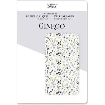 FLORILÉGES DESIGN Sada vellumových papírů A4 - Ginkgo / 4 ks