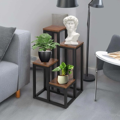 SPRINGOS Kovový stojan na květiny PETALIA 68 cm tmavě hnědý – Sleviste.cz