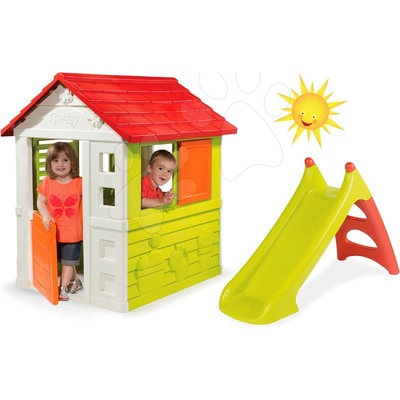 Smoby set domček Nature a šmykľavka Toboggan XS 310069-2