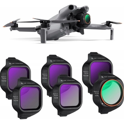 Kf Sada filtrů 6 v 1, kompletní filtr, šedý, ND8, ND16, ND32, ND64, ND128, Dji Mini 5 Pro / Sku.1674