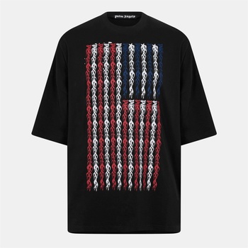 Palm angels Тениска PALM ANGELS Men's Flames Flag Oversized T-Shirt - Black