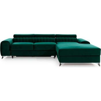 Eltap Зелен кадифен разтегателен ъглов диван с място за съхранение (десен ъгъл) Grayson - ELTAP (CO-GRA-RT-35NU)