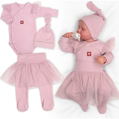 Sweet Angel Žebrovaná rostoucí souprava 3D Lux pudrově růžová