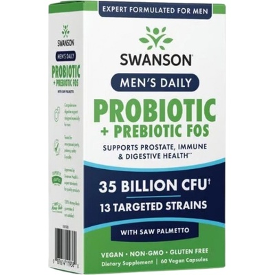 Swanson Men's Daily Probiotic + Prebiotic FOS [60 капсули]