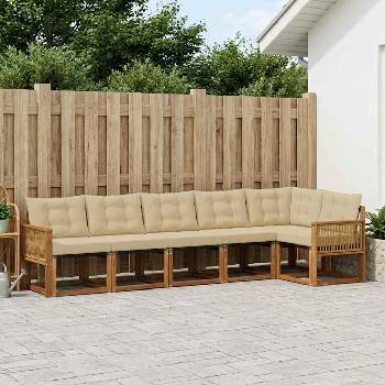 vidaXL Комплект дивани за открито 6 pcs Натурален и Бежов (3381989)