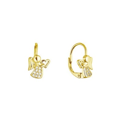EVOLUTION GROUP CZ Pozlacené stříbrné náušnice andělé se srdíčky 11721.1 yellow gold