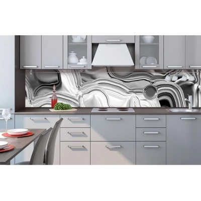 DIMEX ART Фототапет за кухня - течен хром сребро 260 x 60 см