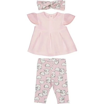 Mayoral Комплект с клин розов с мечета, розова тениска и лента за глава за новородено момиче Mayoral